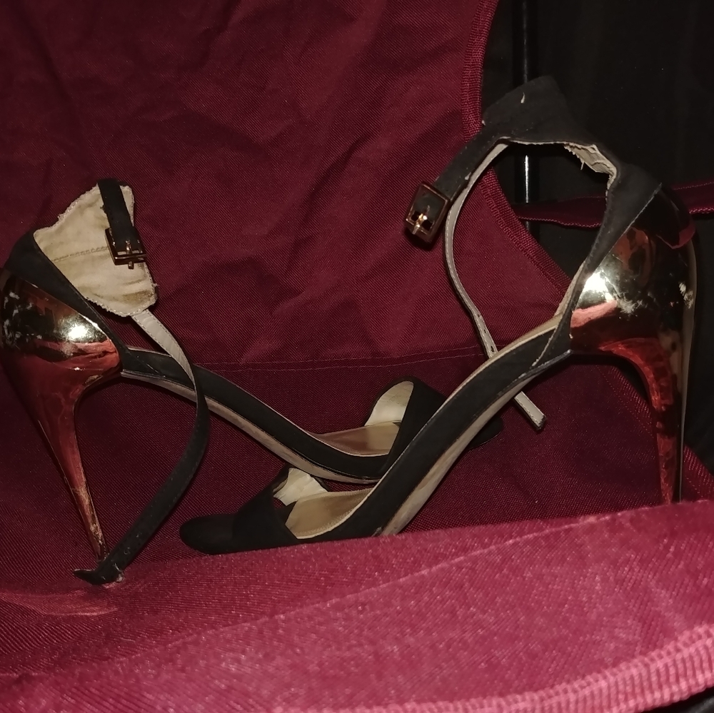 Black & Gold strappy heels